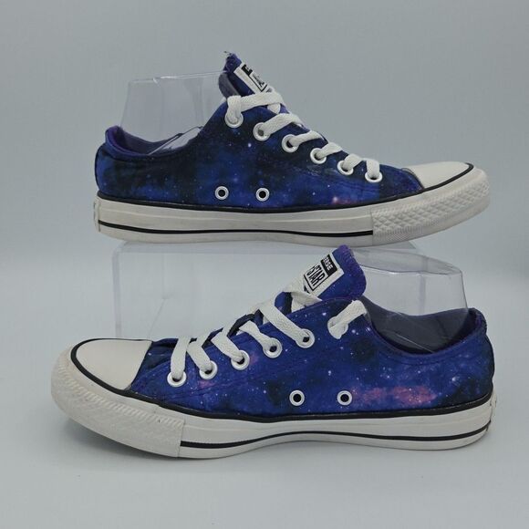 Converse All Star Low Top Satin Galaxy Womens  8 Purple Blue Sneaker (E3) - Picture 2 of 9